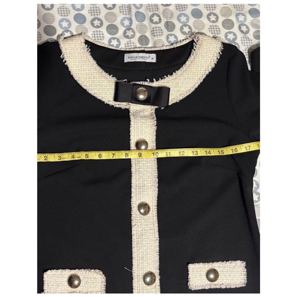 🛍️ Rinascimento Black Mini Dress with Cream Trim - Picture 6 of 8